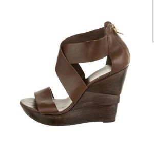 DVF Diane von Furstenburg Leather Wedge Sandal
